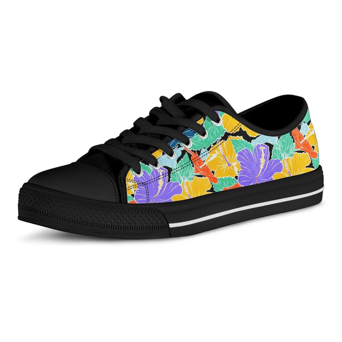 Violet Hibiscus Flower Hawaiian Print Men's Low Top Shoes-grizzshop