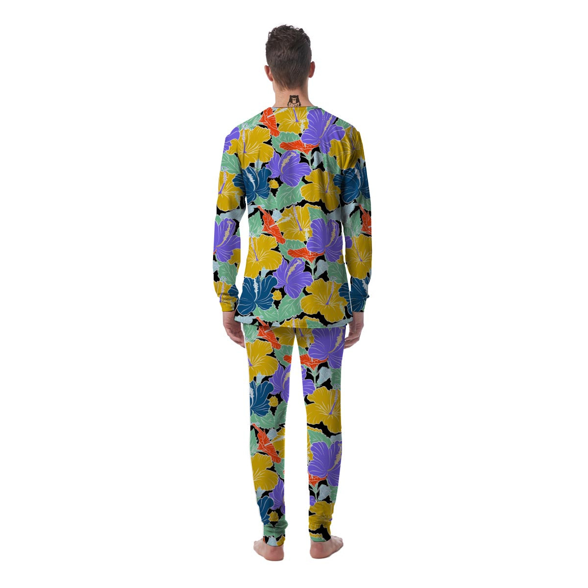 Violet Hibiscus Flower Hawaiian Print Men's Pajamas-grizzshop