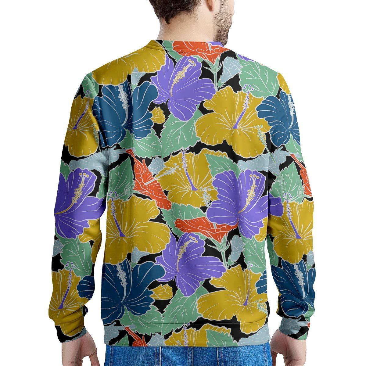 Violet Hibiscus Flower Hawaiian Print Men's Sweatshirt-grizzshop