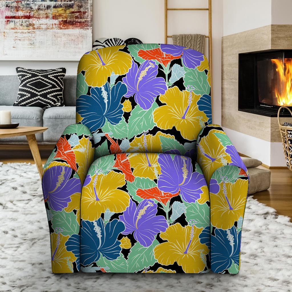 Violet Hibiscus Flower Hawaiian Print Recliner Cover-grizzshop