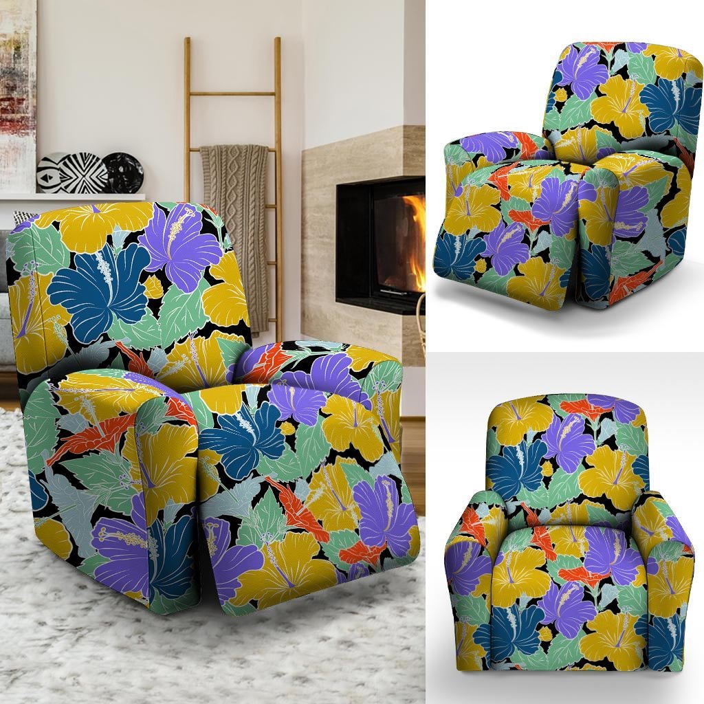 Violet Hibiscus Flower Hawaiian Print Recliner Cover-grizzshop