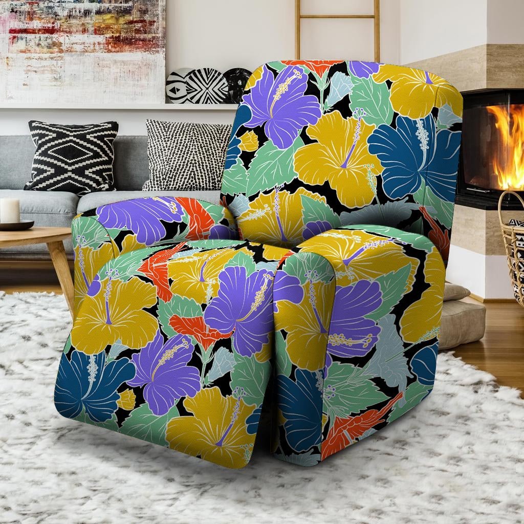 Violet Hibiscus Flower Hawaiian Print Recliner Cover-grizzshop