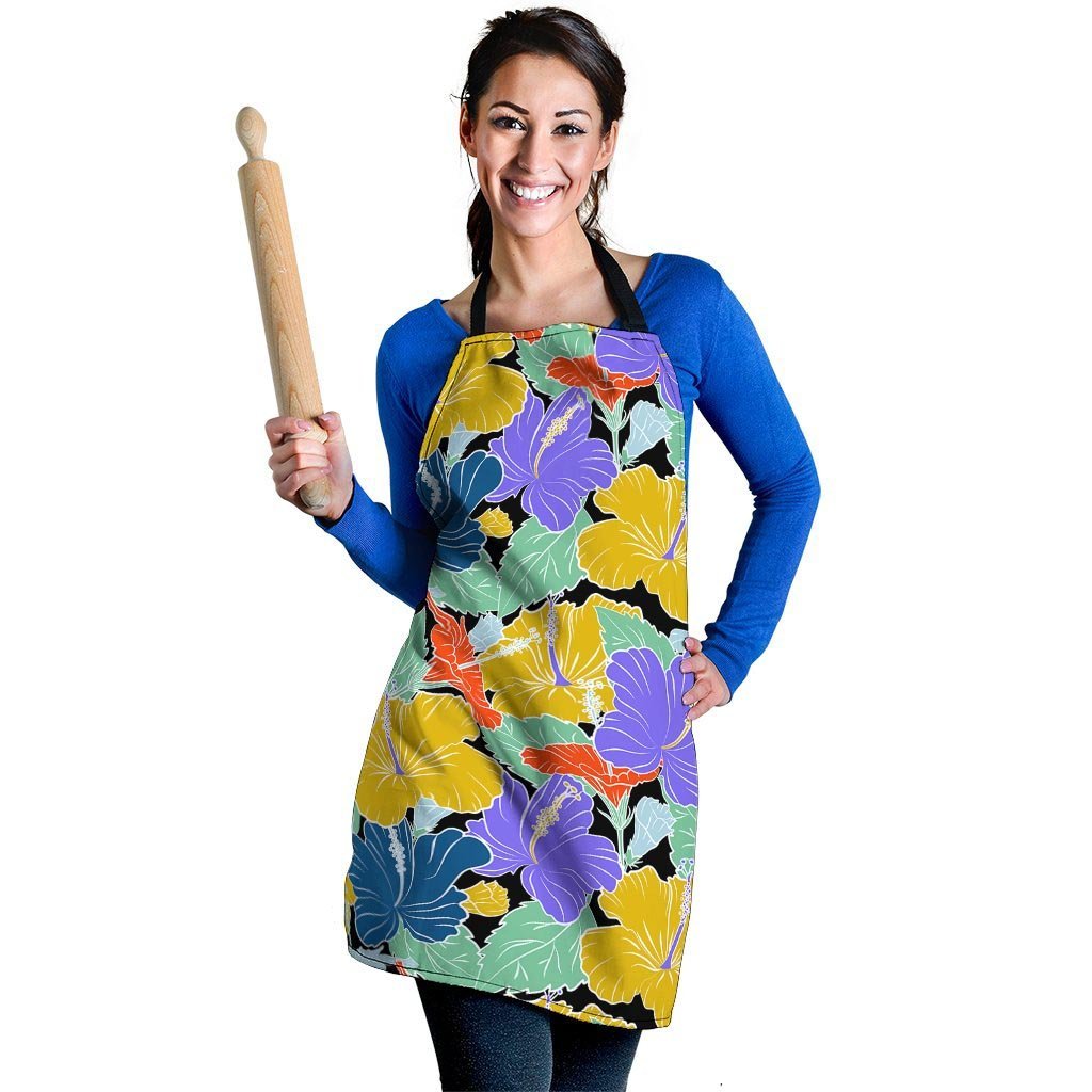 Violet Hibiscus Flower Hawaiian Print Women's Apron-grizzshop