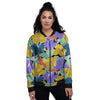 Violet Hibiscus Flower Hawaiian Print Women's Bomber Jacket-grizzshop