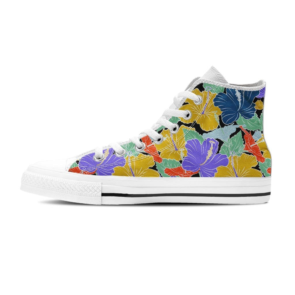 Violet Hibiscus Flower Hawaiian Print Women's High Top Shoes-grizzshop