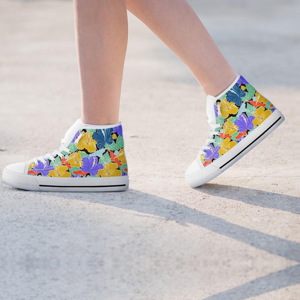 Violet Hibiscus Flower Hawaiian Print Women's High Top Shoes-grizzshop