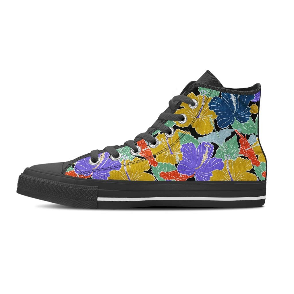 Violet Hibiscus Flower Hawaiian Print Women's High Top Shoes-grizzshop