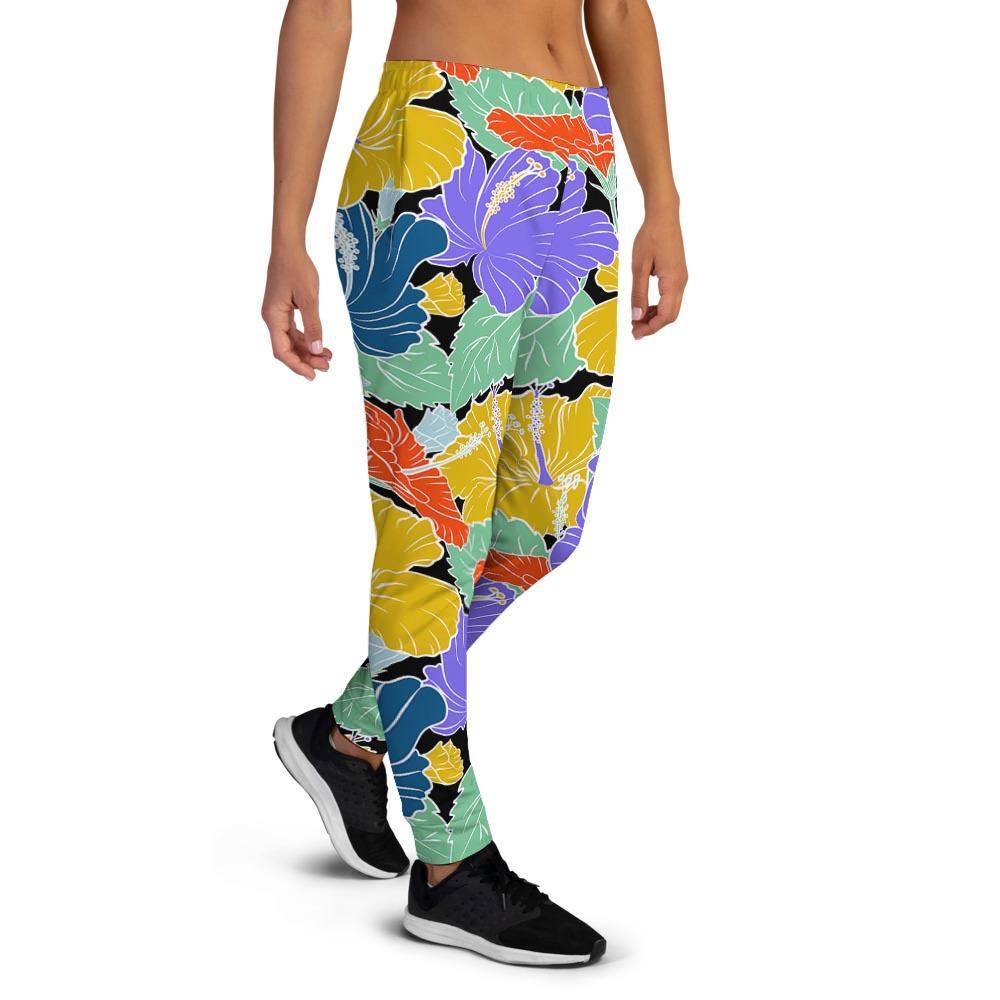 Violet Hibiscus Flower Hawaiian Print Women's Joggers-grizzshop