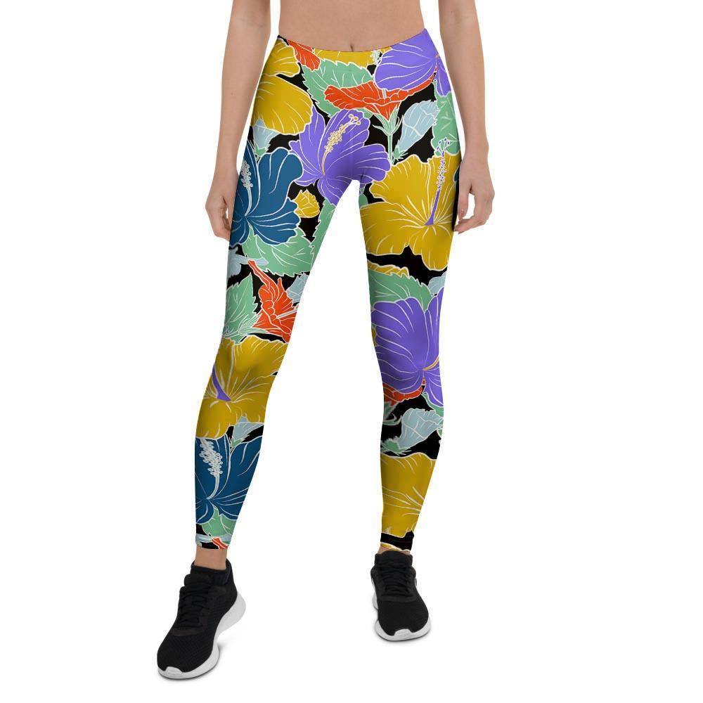 Violet Hibiscus Flower Hawaiian Print Women's Leggings-grizzshop