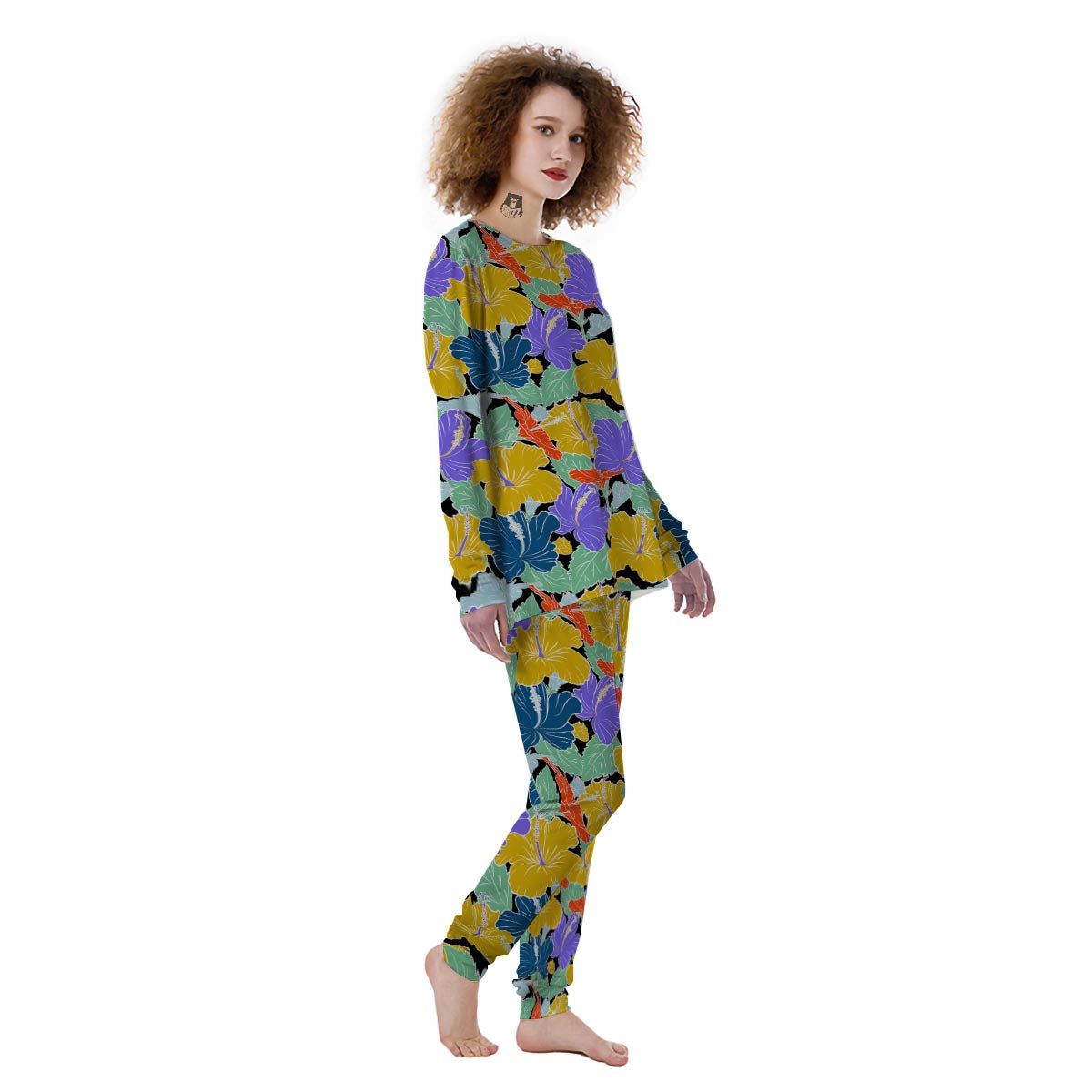 Violet Hibiscus Flower Hawaiian Print Women's Pajamas-grizzshop