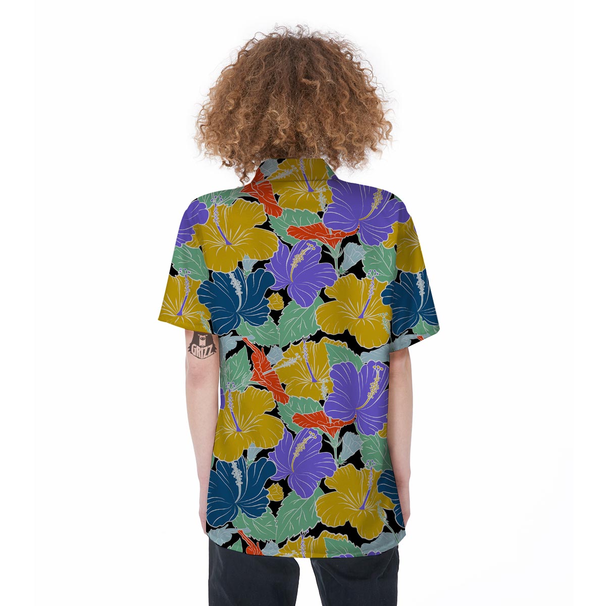 Violet Hibiscus Flower Hawaiian Print Women's Short Sleeve Shirts-grizzshop