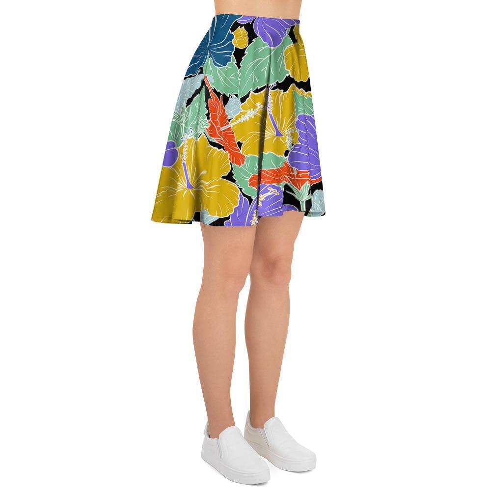 Violet Hibiscus Flower Hawaiian Print Women's Skirt-grizzshop