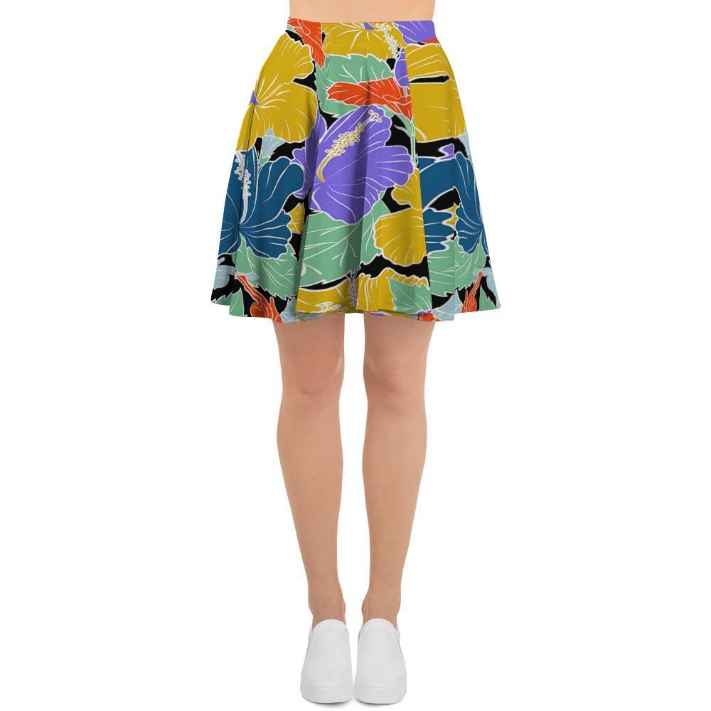 Violet Hibiscus Flower Hawaiian Print Women's Skirt-grizzshop