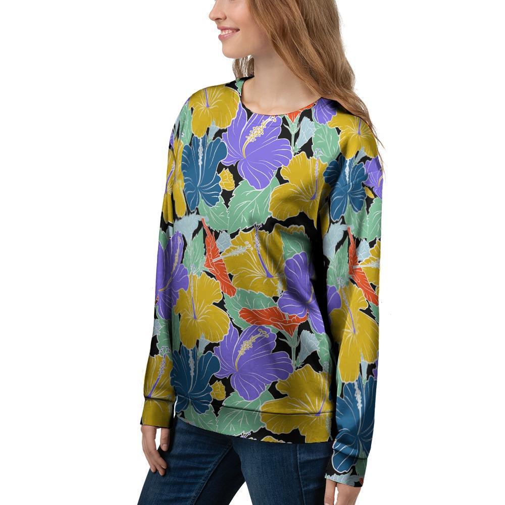 Violet Hibiscus Flower Hawaiian Print Women's Sweatshirt-grizzshop