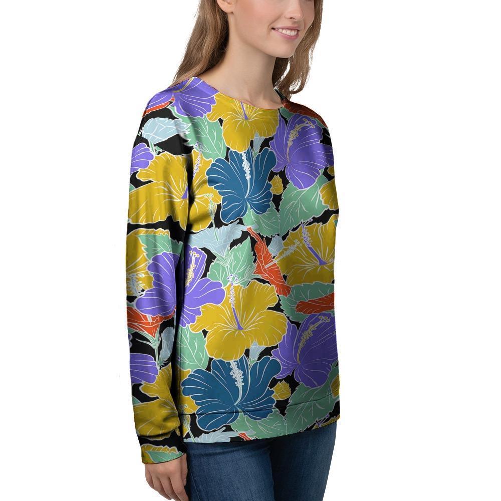 Violet Hibiscus Flower Hawaiian Print Women's Sweatshirt-grizzshop