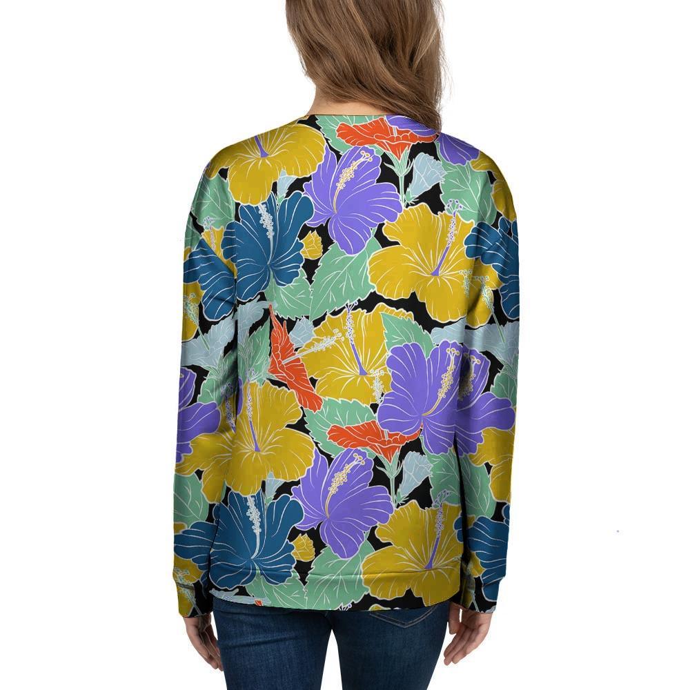 Violet Hibiscus Flower Hawaiian Print Women's Sweatshirt-grizzshop