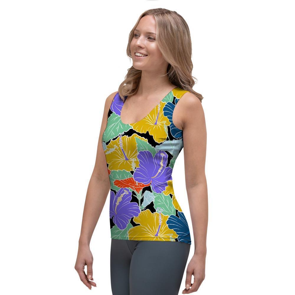 Violet Hibiscus Flower Hawaiian Print Women's Tank Top-grizzshop