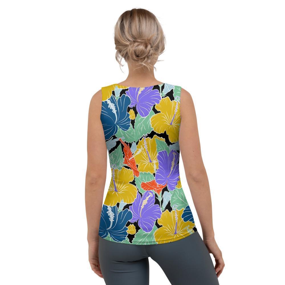 Violet Hibiscus Flower Hawaiian Print Women's Tank Top-grizzshop