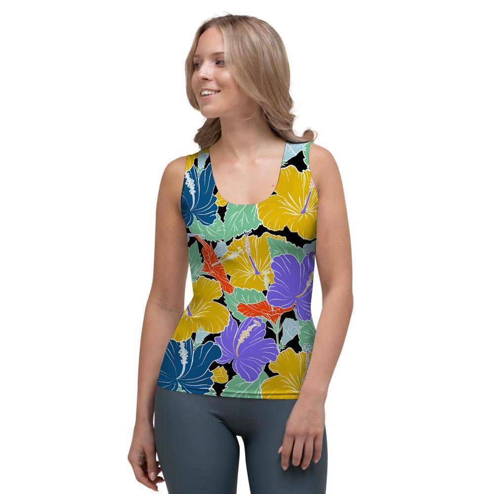 Violet Hibiscus Flower Hawaiian Print Women's Tank Top-grizzshop
