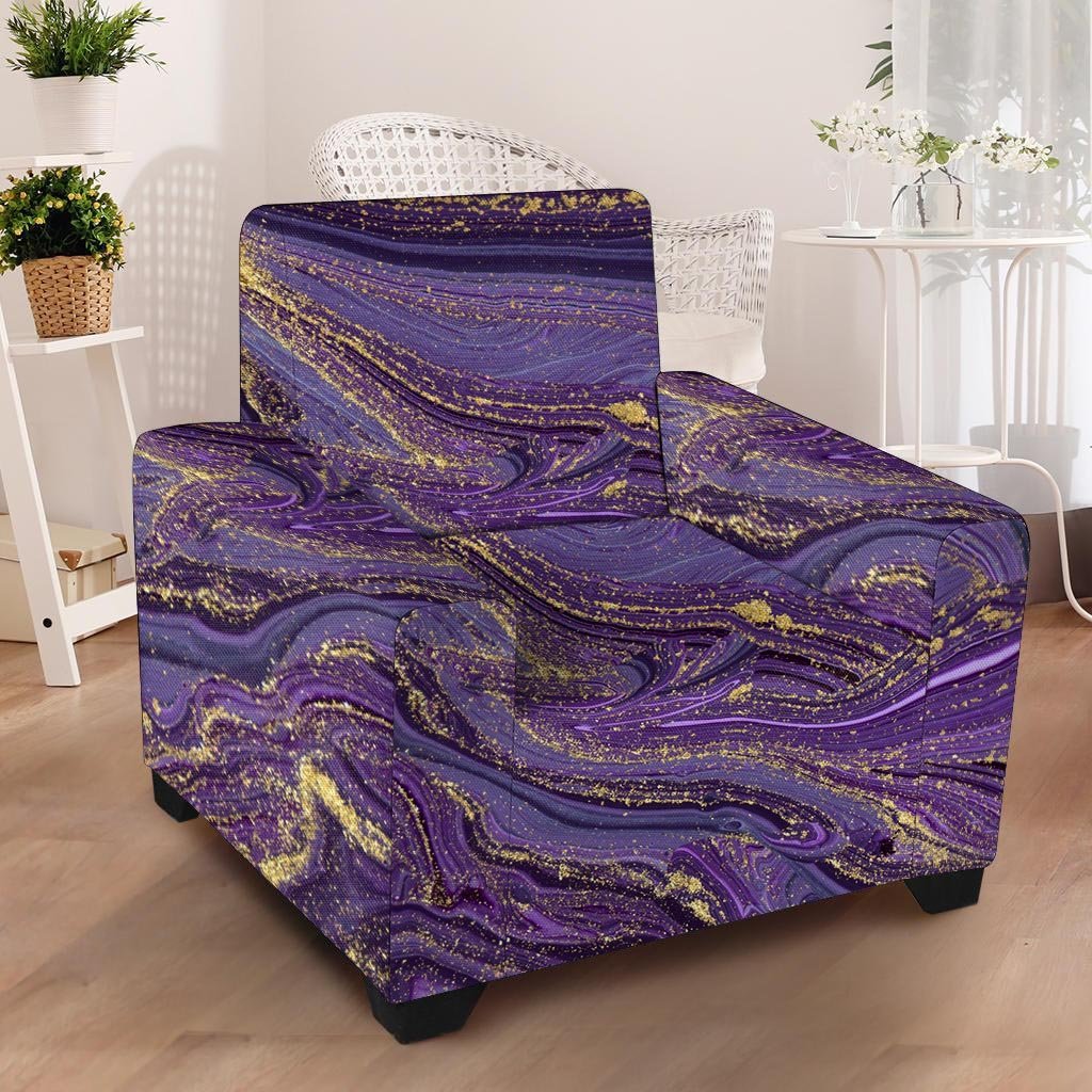 Violet Marble Armchair Cover-grizzshop