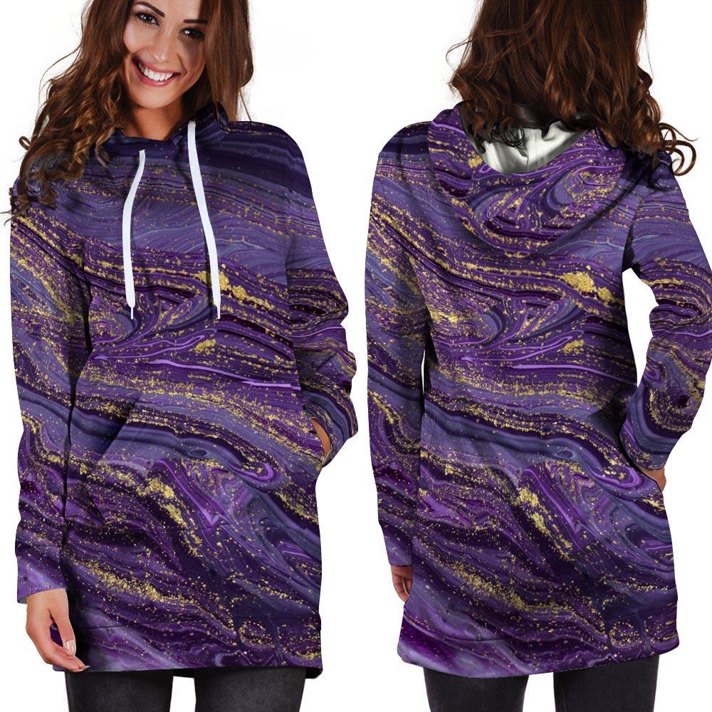 Violet Marble Hoodie Dress-grizzshop