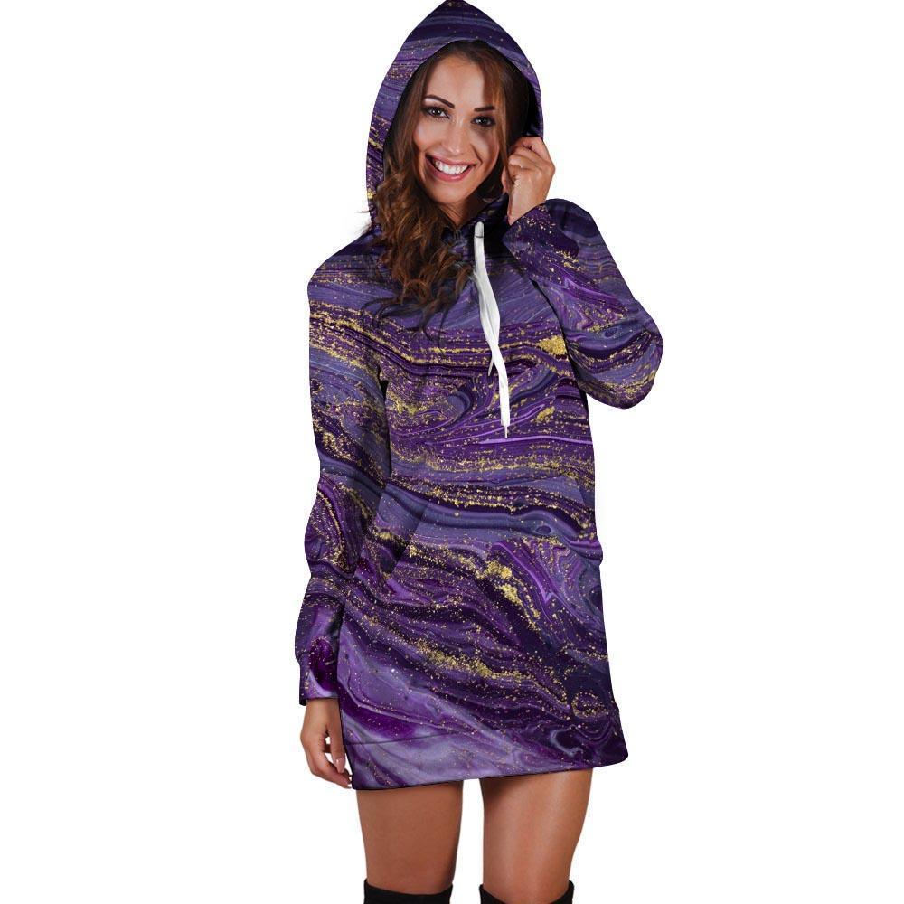 Violet Marble Hoodie Dress-grizzshop