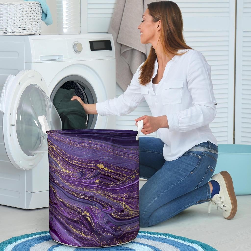 Violet Marble Laundry Basket-grizzshop