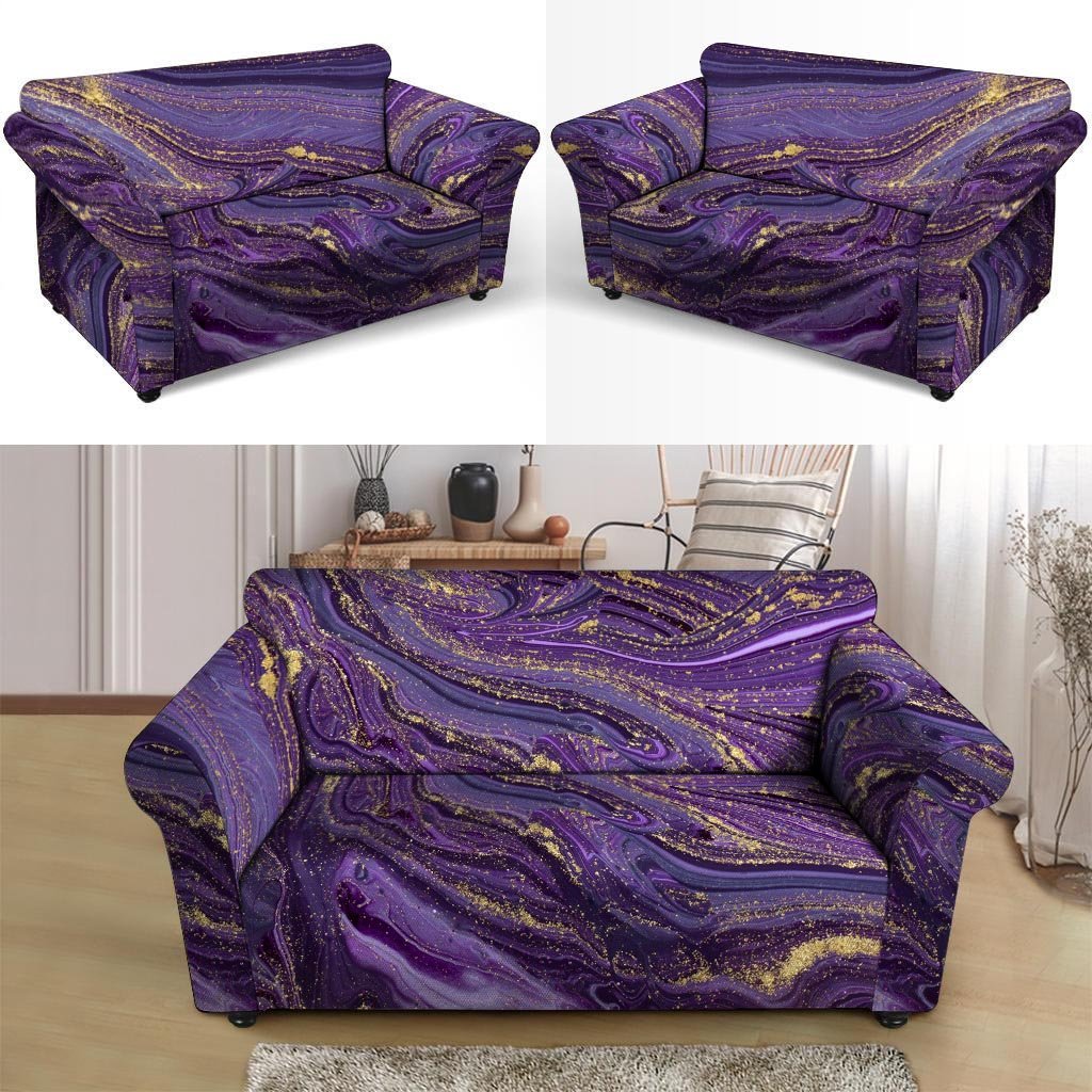 Violet Marble Loveseat Cover-grizzshop