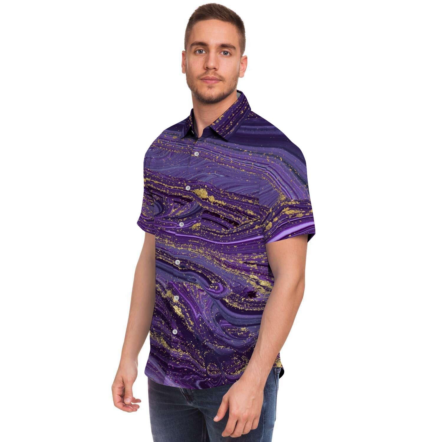 Violet Marble Men's Short Sleeve Shirt-grizzshop