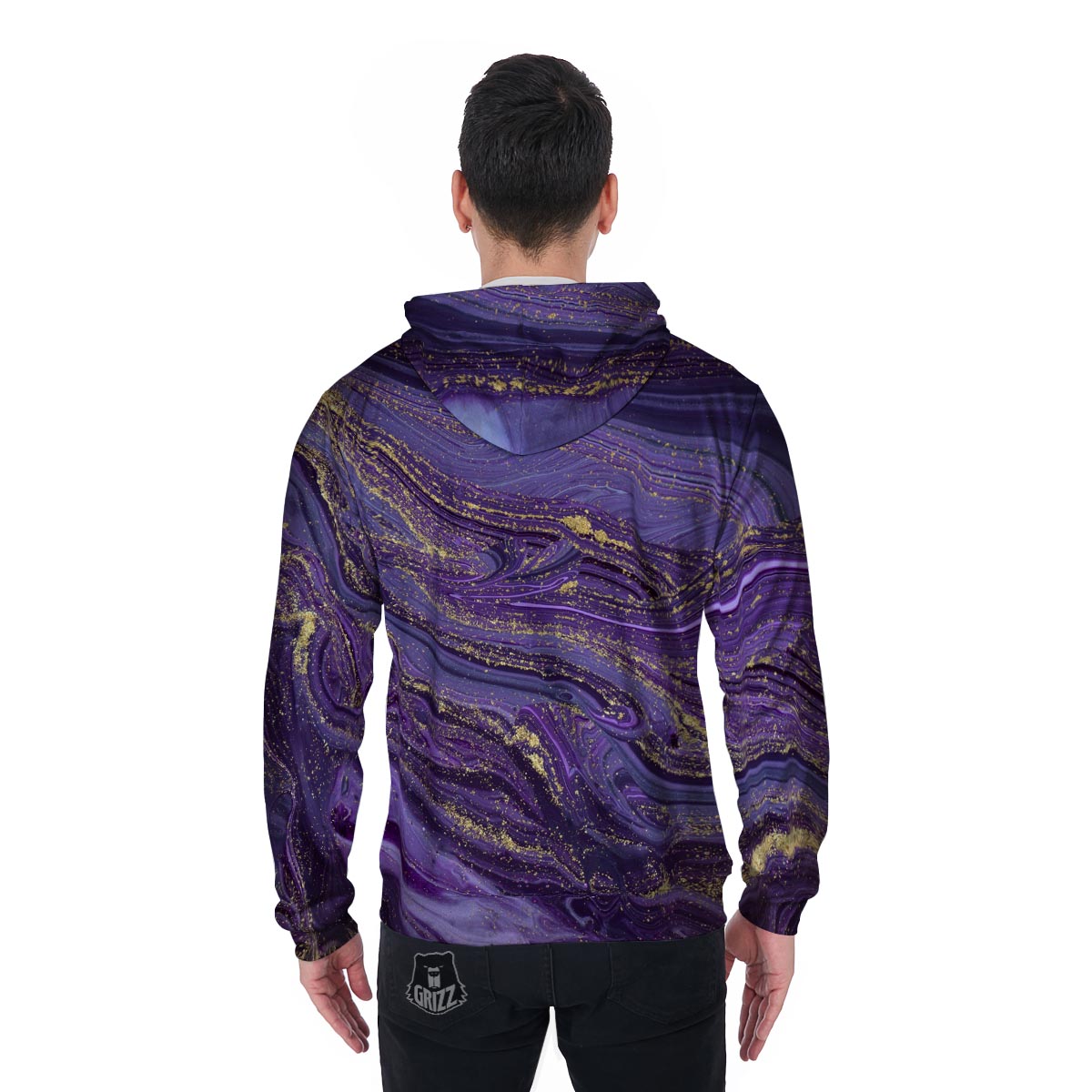 Violet Marble Men's Zip Up Hoodie-grizzshop