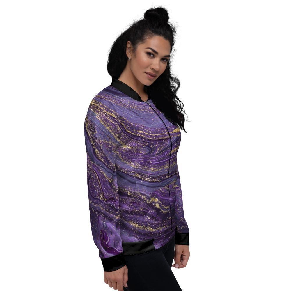 Violet Marble Women's Bomber Jacket-grizzshop