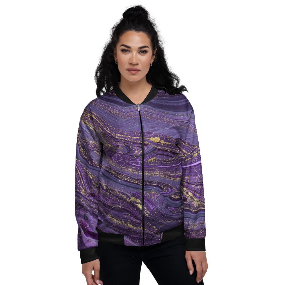 Violet Marble Women's Bomber Jacket-grizzshop