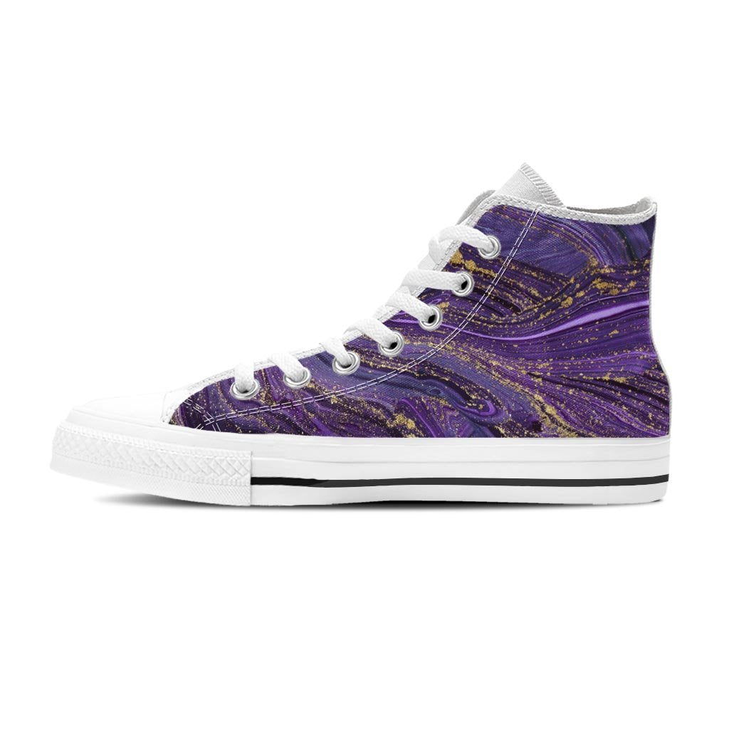 Violet Marble Women's High Top Shoes-grizzshop