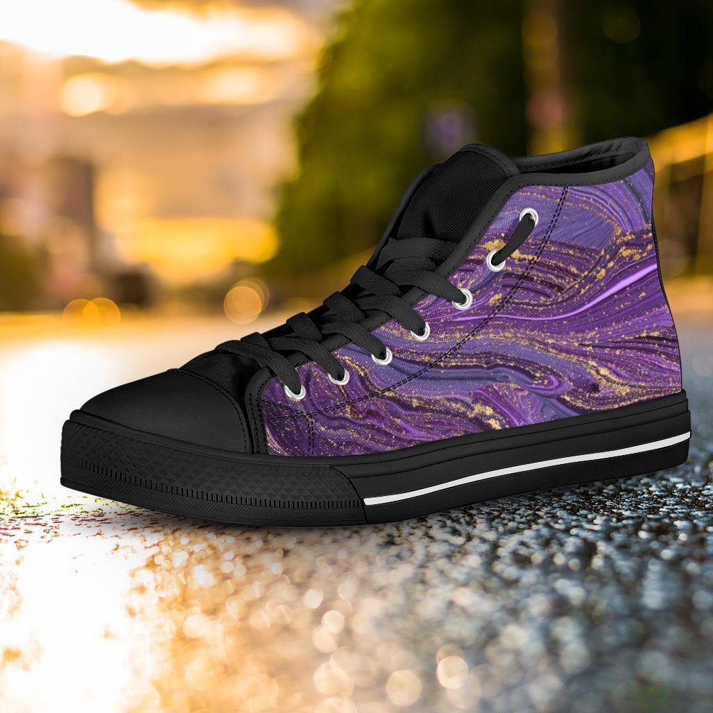 Violet Marble Women's High Top Shoes-grizzshop