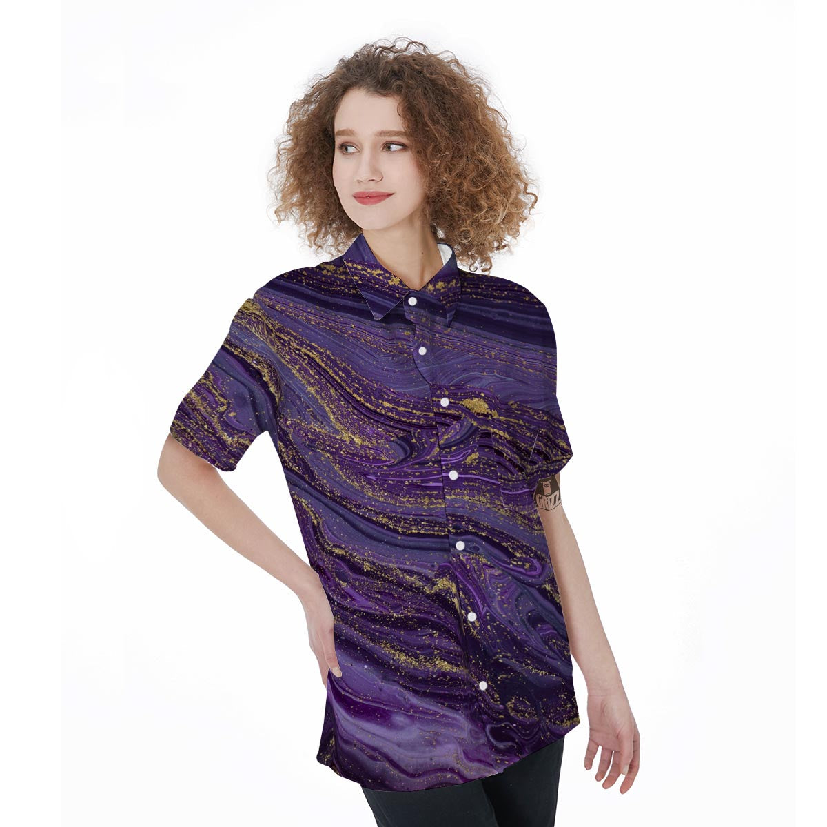 Violet Marble Women's Short Sleeve Shirts-grizzshop