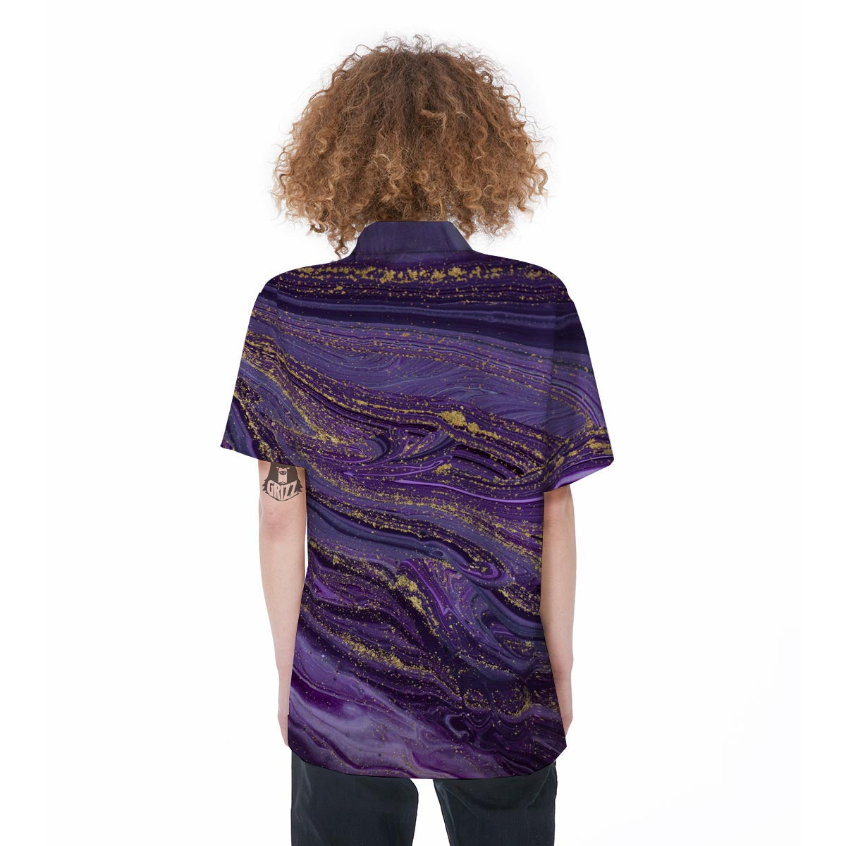 Violet Marble Women's Short Sleeve Shirts-grizzshop