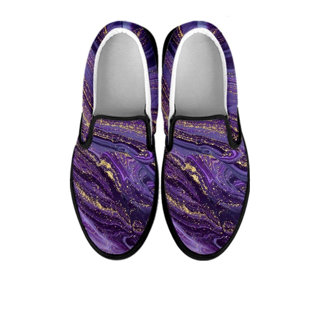 Violet Marble Women's Slip On Sneakers-grizzshop