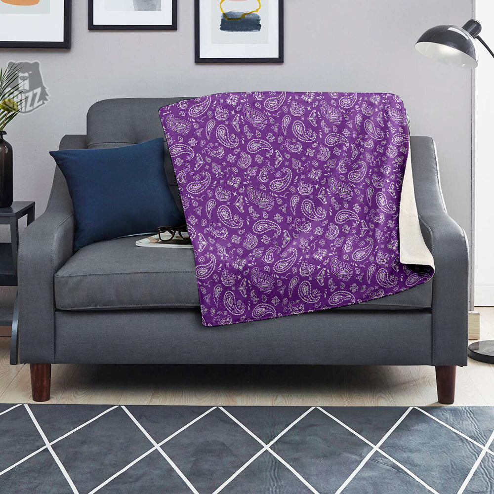 Violet Paisley Bandana Print Blanket-grizzshop