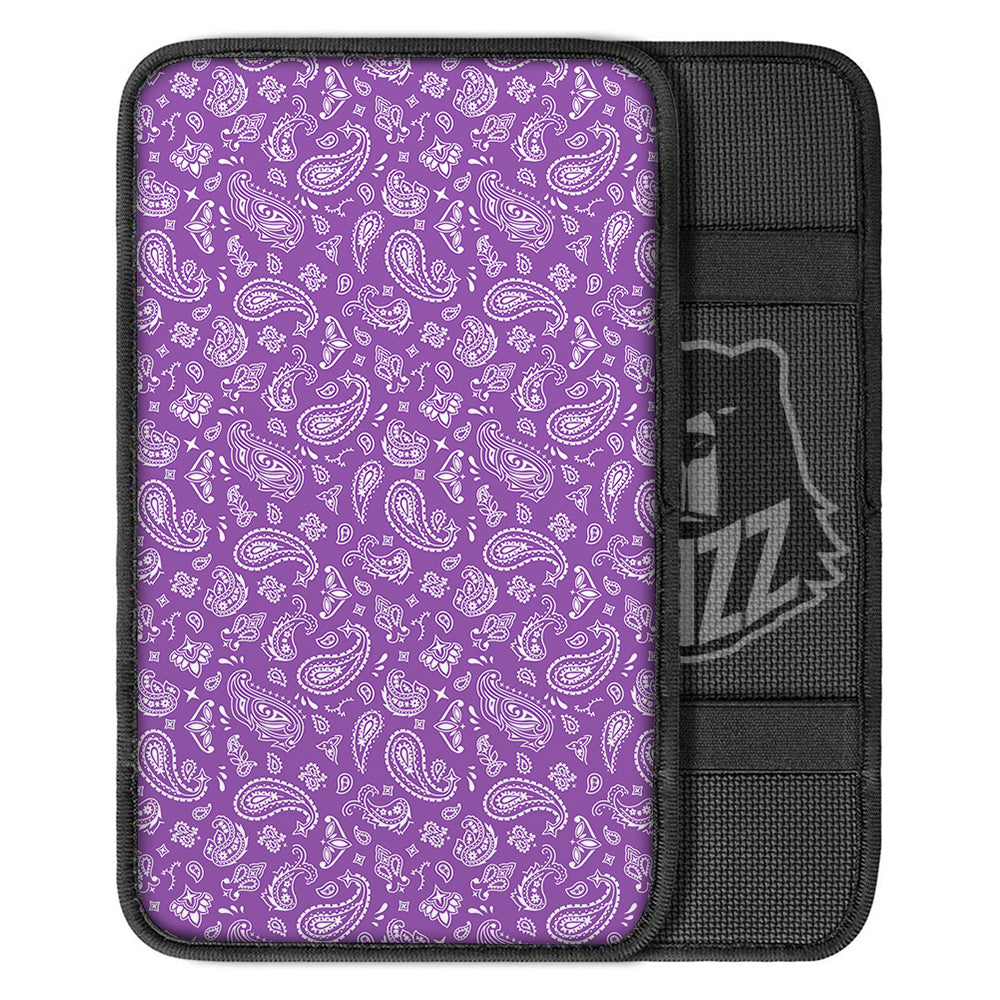 Violet Paisley Bandana Print Car Center Console Cover-grizzshop