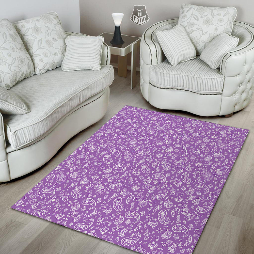 Violet Paisley Bandana Print Floor Mat-grizzshop