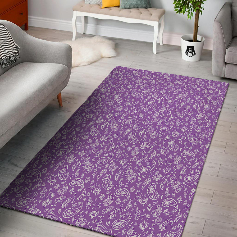 Violet Paisley Bandana Print Floor Mat-grizzshop