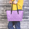 Violet Paisley Bandana Print Leather Tote Bag-grizzshop