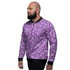 Violet Paisley Bandana Print Men's Bomber Jacket-grizzshop