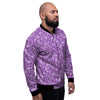 Violet Paisley Bandana Print Men's Bomber Jacket-grizzshop