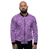 Violet Paisley Bandana Print Men's Bomber Jacket-grizzshop