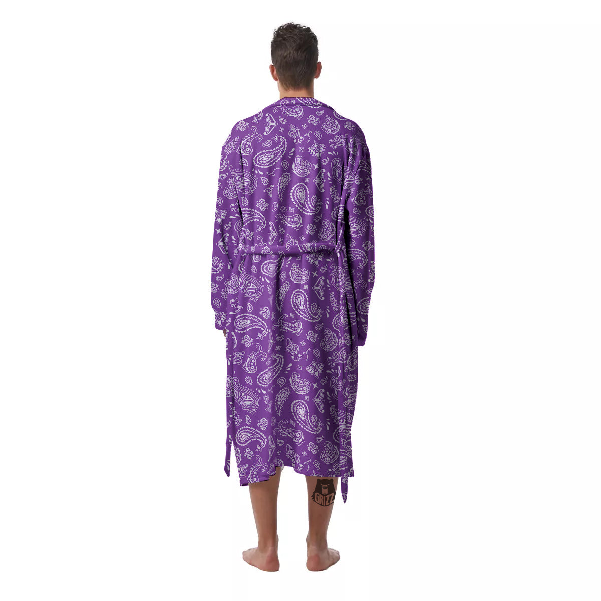 Violet Paisley Bandana Print Men's Robe-grizzshop