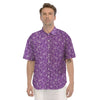 Violet Paisley Bandana Print Men's Short Sleeve Shirts-grizzshop