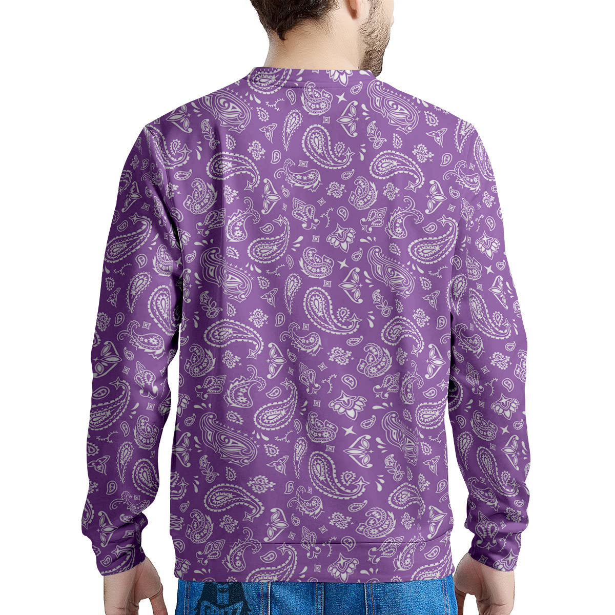 Violet Paisley Bandana Print Men's Sweatshirt-grizzshop