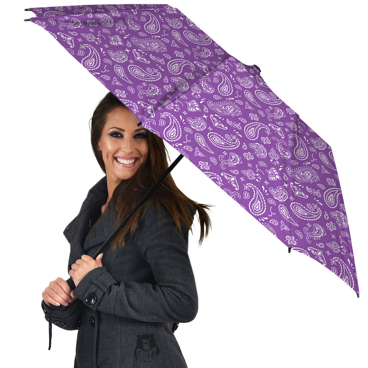 Violet Paisley Bandana Print Umbrella-grizzshop