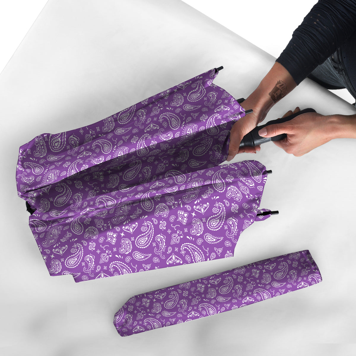 Violet Paisley Bandana Print Umbrella-grizzshop